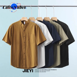 Áo Sơ Mi Nam Tay Ngắn Mùa Hè Ice Silk Vải Lanh Cotton Thoáng Mát Giá Rẻ Phong Cách Sang Trọng Cổ Henry