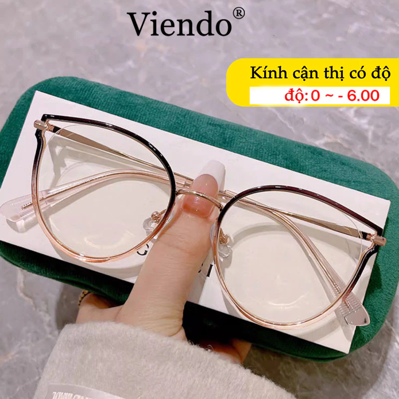 Kính Giả Cận Nam Nữ VIENDO Kính Mắt Mèo Chống Tia UV Chống Ánh Sáng Xanh Kính Đổi Màu Khi Ra Nắng -1.0/-2.0/-3.0/-4.0/-5.0/-6.0