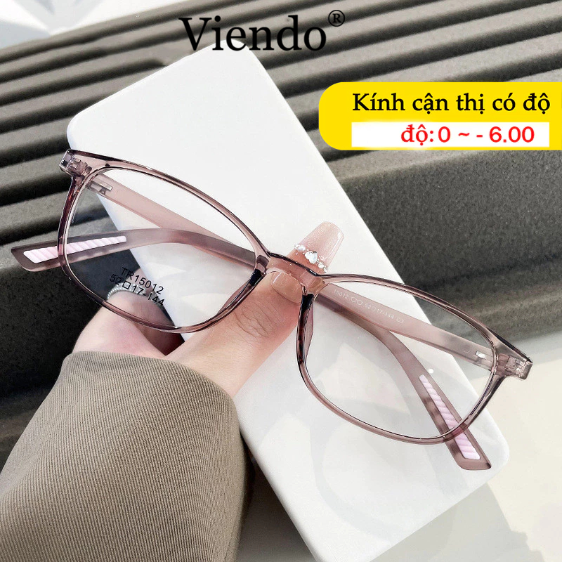 Gọng Kiếng Cận Nam Nữ VIENDO Gọng Kính Vuông Retro TR90 Chống Ánh Sáng Xanh Tia UV Đổi Màu Khi Ra Nắng Cao Cấp (Cắt Cận Thị Loạn Thị Tròng Kính)