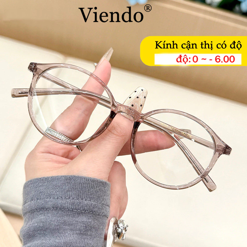 Kính Giả Cận Nam Nữ VIENDO Mắt Kính  Tròn TR90 Chống Ánh Sáng Xanh Tia UV Đổi Màu Khi Ra Nắng Thời Trang -1.0/-2.0/-3.0/-4.0/-5.0/-6.0
