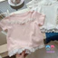 Áo thun bé gái phong cách mới mùa hè / Áo ngắn tay ren ren Hàn Quốc