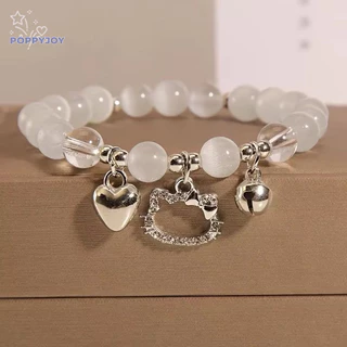 🐾Poppyjoy Dễ Thương Vòng Đeo Tay Hình Mèo hello kitty / Bướm / Trái Tim Có Chuông Xinh Xắn