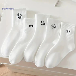 🐾 Poppyjoy Đôi Vớ Cổ Trung Họa Tiết Biểu Cảm Hoạt Hình Dễ Thương Dành Cho Nữ（Phong cách ngẫu nhiên）1 cặp