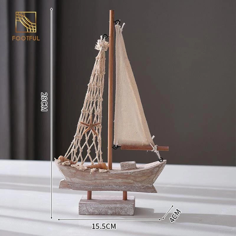 Thuyền buồm thu nhỏ Đồ trang trí thuyền buồm Gỗ thủ công Trang trí truyền thống Nhà