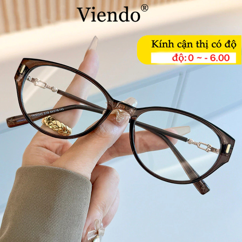 Kính Giả Cận Nữ VIENDO Gọng Kính Mèo Chống Ánh Sáng Xanh Tia UV Đổi Màu Khi Ra Nắng Thời Trang 0/-1/-2/-3/-4/-5/-6