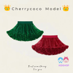Váy công chúa phong cách Giáng sinh Pettiskirt xanh lá cho bé gái