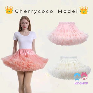 Váy công chúa xanh người lớn/trẻ em, váy tutu Giáng Sinh, quần áo cha mẹ-con, phong cách phồng