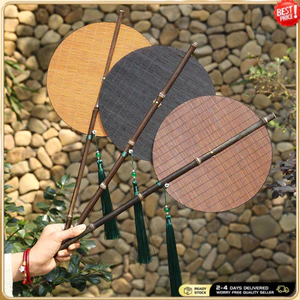 Quạt gấp vải Trung Quốc, tay cầm tua rua, tre thủ công, cô dâu cưới, thắt lưng, gập gọn