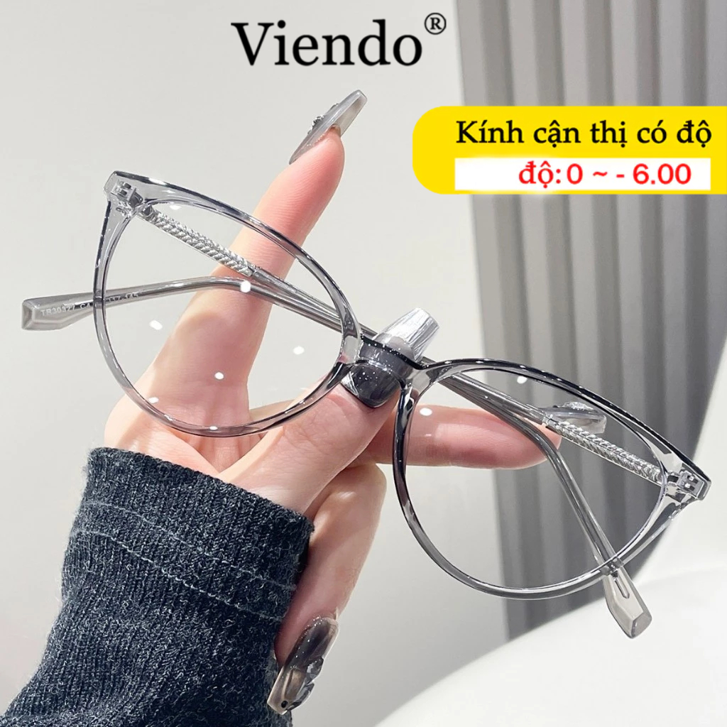 Gọng Kính Mắt Cận Nữ VIENDO Kính Cận Gọng Mắt Mèo Chông Tia UV Ánh Sáng Xanh Đổi Màu Khi Ra Nắng Cao Cấp -1.0/-2.0/-3.0/-4.0/-5.0/-6.0