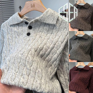 Áo len dệt kim phong cách Harajuku Nhật Bản, phù hợp unisex với thiết kế cổ gấp