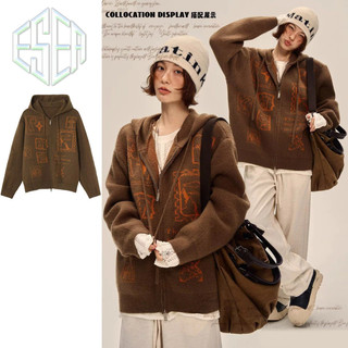 Áo Cardigan Unisex Thiết Kế Jacquard Cao Cấp, Phong Cách Đường Phố từ ESEA