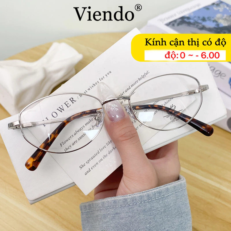 Kính Cận Có Độ Nam Nữ VIENDO Gọng Kính Kim Loại Chông Tia UV Ánh Sáng Xanh Đổi Màu Khi Ra Nắng Thời Trang 0/-1/-2/-3/-4/-5/-6