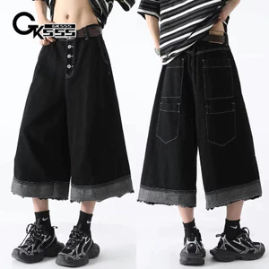 Gksss Quần short denim nam đường phố cao cấp Mỹ phong cách trung tính chất lượng cao phong cách rung cảm thiết kế viền thô