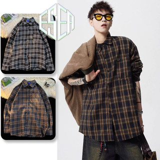Áo sơ mi nam dài tay ESEA, thiết kế kẻ sọc cổ điển kiểu Mỹ, phong cách Unisex chất lượng cao