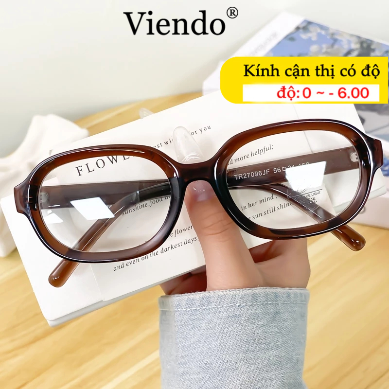 Kính Giả Cận Nam Nữ VIENDO Gọng Kính Mắt Cận Retro TR90 Chống Ánh Sáng Xanh Tia UV Đổi Màu Khi Ra Nắng Cao Cấp 0/-1/-2/-3/-4/-5/-6