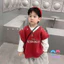 Áo len dệt kim bé trai phong cách mới Áo Vest đỏ