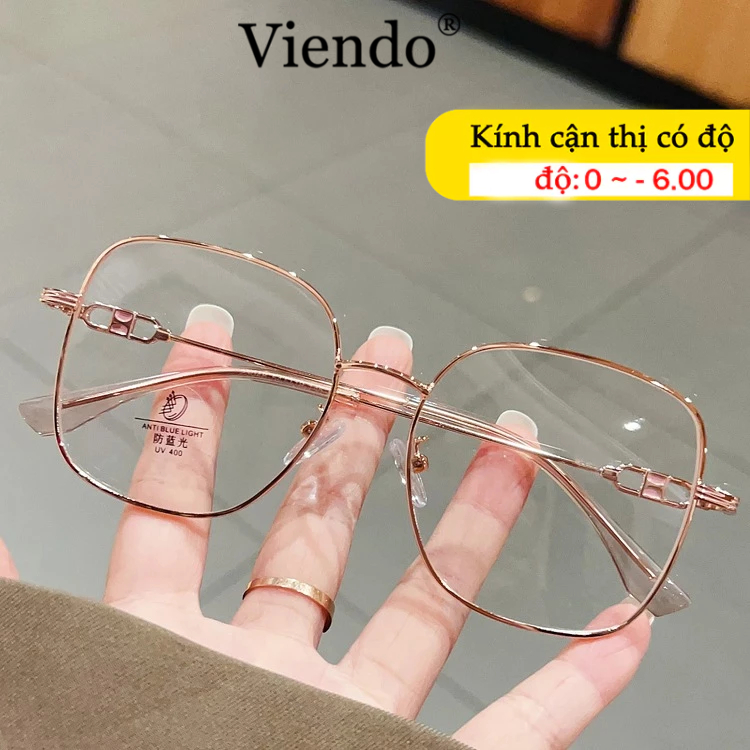 Kính Giả Cận Nam Nữ VIENDO Gọng Kính Kim Loại Chống Ánh Sáng Xanh Tia UV Đổi Màu Khi Ra Nắng Thời Trang -1.0/-2.0/-3.0/-4.0/-5.0/-6.0