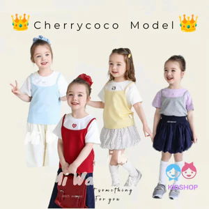 Áo thun ngắn tay cotton cho bé gái mùa hè, phong cách Hàn Quốc, màu sắc tương phản, kiểu hai mảnh giả