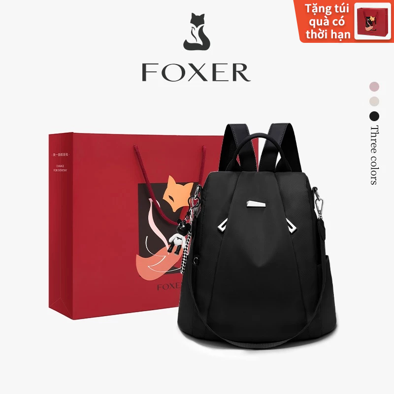 FOXER Ba lô nữ Cặp sách chống trộm Ba lô chống thấm nước Túi du lịch dung tích lớn