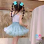 Váy công chúa xanh, pettiskirt lưới trắng, phong cách Giáng Sinh