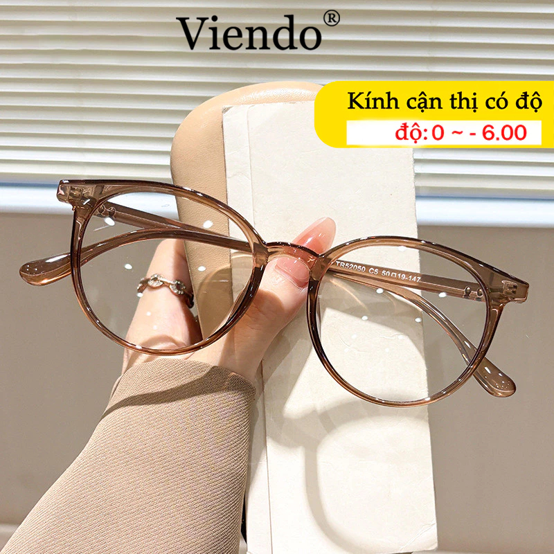 Gọng Kiếng Cận Tròn Nam Nữ VIENDO Gọng Kính Mắt Chống Bụi Chông Tia UV Ánh Sáng Xanh Đổi Màu Khi Ra Nắng Thời Trang 0/-1/-2/-3/-4/-5/-6