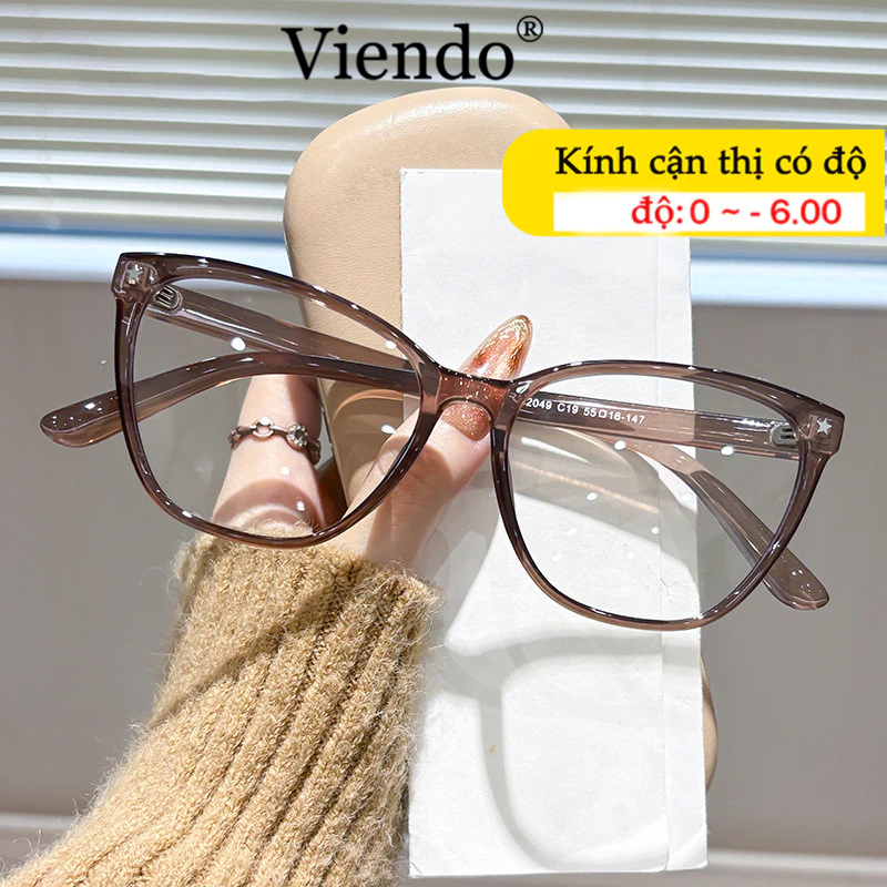 Gọng Kiếng Cận Mắt Mèo Nam Nữ VIENDO Mắt Kính Chống Ánh Sáng Xanh Tia UV Đổi Màu Khi Ra Nắng Thời Trang 0/-1/-2/-3/-4/-5/-6