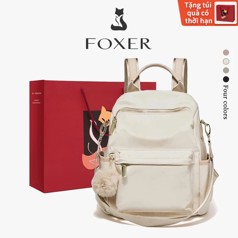 FOXER Ba Lô Nữ 10-14 Inch bag Dung Tích Lớn Chống Nước Bắn Mặt dây chuyền túi quà