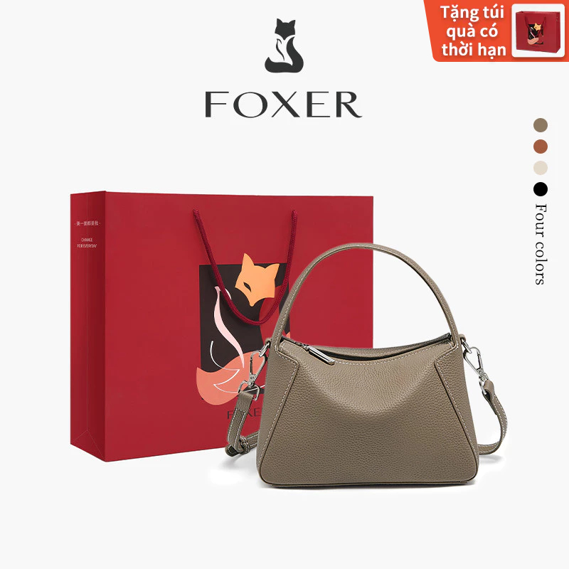 FOXER Túi đeo chéo nữ  Làm từ da thật mềm mại Thiết kế theo phong cách Hàn Quốc mới