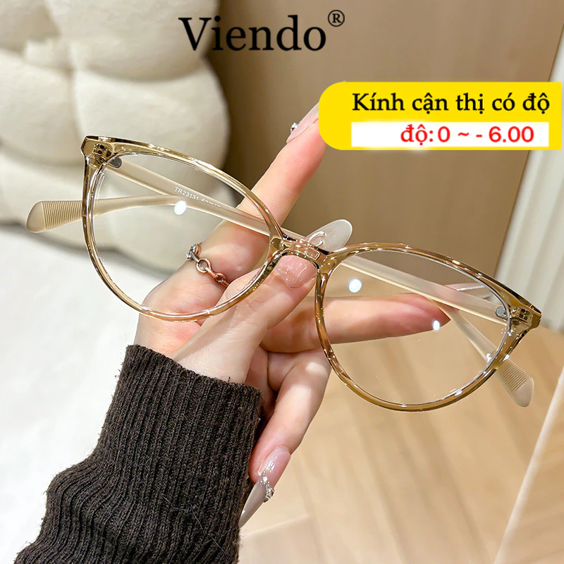 Gọng Kiếng Cận Mắt Mèo Nữ VIENDO Mặt Kính Chống Bụi Chông Tia UV Ánh Sáng Xanh Đổi Màu Khi Ra Nắng Thời Trang -1.0/-2.0/-3.0/-4.0/-5.0/-6.0
