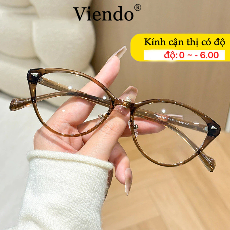 Kính Cận Gọng Mắt Mèo Nữ VIENDO Chống Bụi Đổi Màu Khi Ra Nắng Chông Tia UV Chống Ánh Sáng Xanh Thời Trang -1.0/-2.0/-3.0/-4.0/-5.0/-6.0