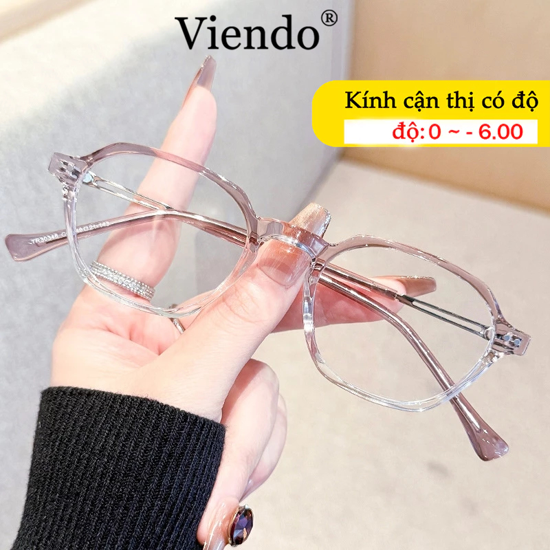 Kính Giả Cận Đa Giác Nam Nữ VIENDO Mặt Kính Nhỏ TR90 Chông Tia UV Ánh Sáng Xanh Đổi Màu Khi Ra Nắng Cao Cấp 0/-1/-2/-3/-4/-5/-6