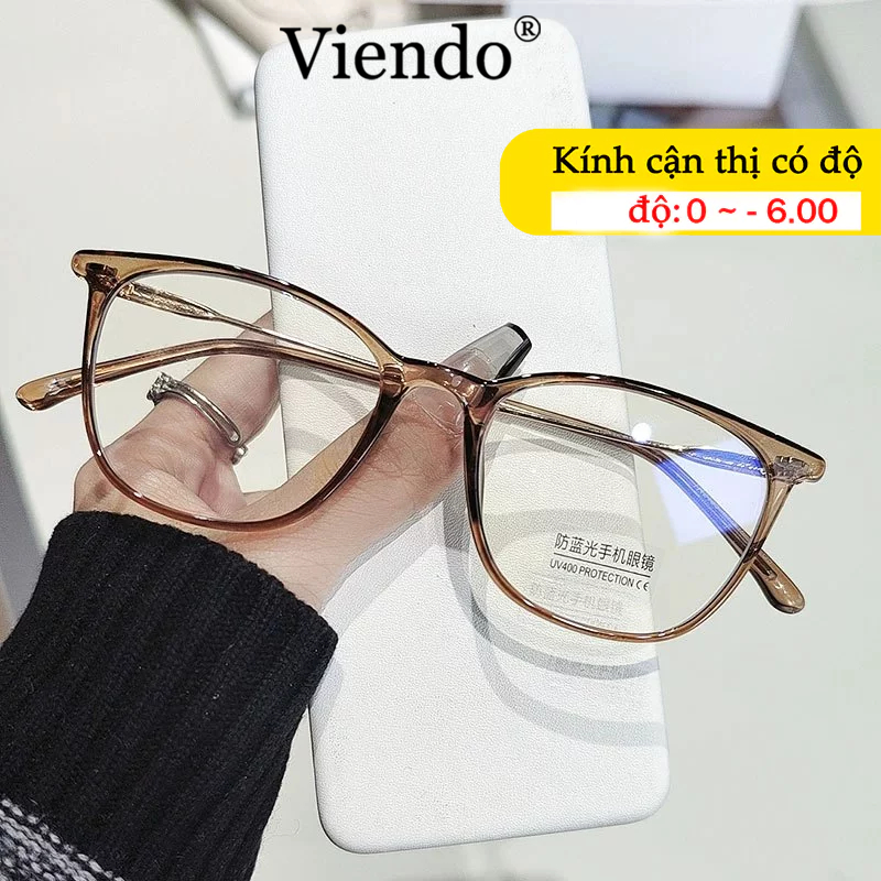 Gọng Kính Cận Giá Rẻ Nam Nữ VIENDO Mắt Kính Cận Vuông Chống Ánh Sáng Xanh Tia UV Đổi Màu Khi Ra Nắng Thời Trang 0/-1/-2/-3/-4/-5/-6
