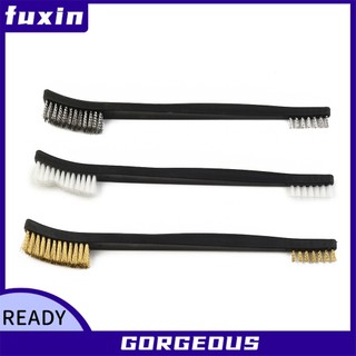 [FUXIN] Bộ 3 Bàn Chải Dây Mini Thép Đồng Nylon Làm Sạch Đánh Bóng Dụng Cụ Rỉ Sét Kim Loại