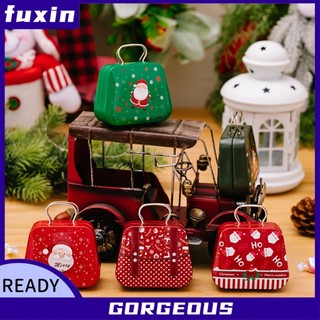[FUXIN] Hộp kẹo mạ thiếc Giáng sinh, Túi thiếc hình túi xách cho hộp đựng kẹo sắt Mini