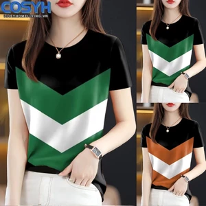 Áo thun nữ cổ tròn tay ngắn dáng rộng, size lớn