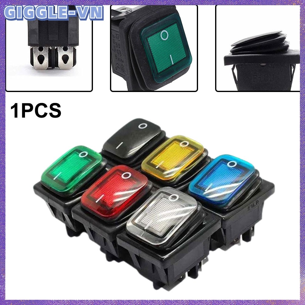 [GIGGLE] DPST 16A 250VAC Rocker Switch Công tắc đặt lại tròn có nắp chống nước 30 * 24mm