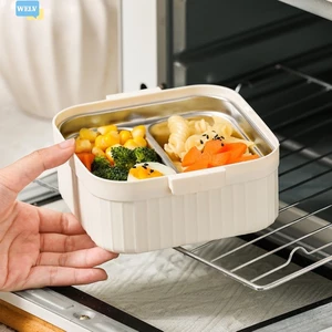 Hộp cơm trưa lò vi sóng bằng thép không gỉ 304 có hộp đựng bên trong có thể tháo rời ❀