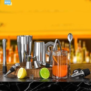 Bộ bình lắc Boston 14 mảnh: Dụng cụ pha chế bằng thép không gỉ chuyên nghiệp cho❀