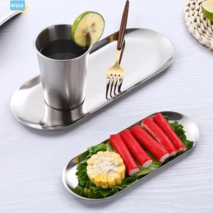 3 Khay đựng mỹ phẩm bằng thép không gỉ hình bầu dục để trưng bày mỹ phẩm trái cây trà❀