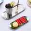 3 Khay đựng mỹ phẩm bằng thép không gỉ hình bầu dục để trưng bày mỹ phẩm trái cây trà❀