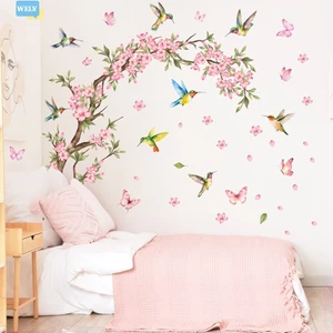 Nhãn dán tường cành cây bướm hiện đại Decal có thể tháo rời❀