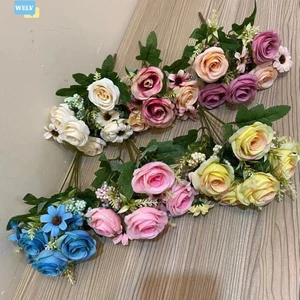 Bó hoa hồng nhân tạo đám cưới Bắc Âu với hoa cúc Trang trí nội thất Hoa lụa trắng❀