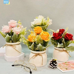 Bộ cây giả trong chậu phong cách Bắc Âu - Trang trí máy tính để bàn thanh lịch cho gia đình!❀