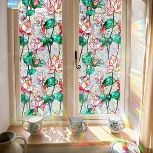 Đề can dán cửa sổ tĩnh cầu vồng đầy màu sắc Nhãn dán hoa có thể tháo rời PVC ❀