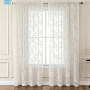 Rèm Voile trắng thanh lịch có thêu - 2 chiếc cho rèm phòng ngủ❀