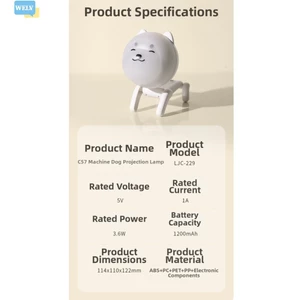 Đèn chiếu thiên thể xoay chó robot có hộp âm thanh Đèn ngủ ❀