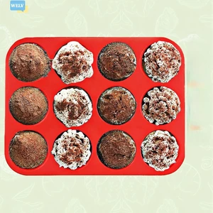 12 Lỗ Cupcakes Muffin Silicone Cho Khuôn Bánh Silicon Cho Khuôn Dụng Cụ Nướng Bánh❀