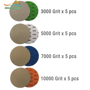 20 Chiếc Móc Và Vòng 5 Inch 3000 5000 7000 10000 Grit Giấy Cát Cát Cát Cát Đĩa Chà Nhám