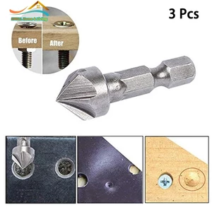 3 Cái 6 Tay cầm lục giác Sáo HCS Countersink Chamfering Drill Bits Chamfer Tool