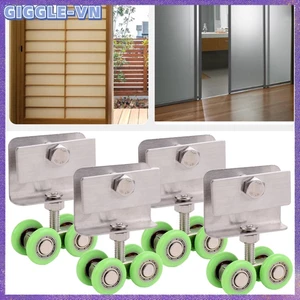 1 / 2 / 4x Phòng Tắm Thép Không Gỉ Bốn Bánh Treo Ròng Rọc Cửa Trượt